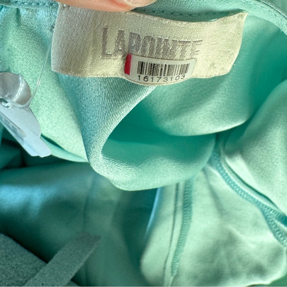 Lapointe Satin Halter Gown 4 Seafoam - Picture 12 of 12